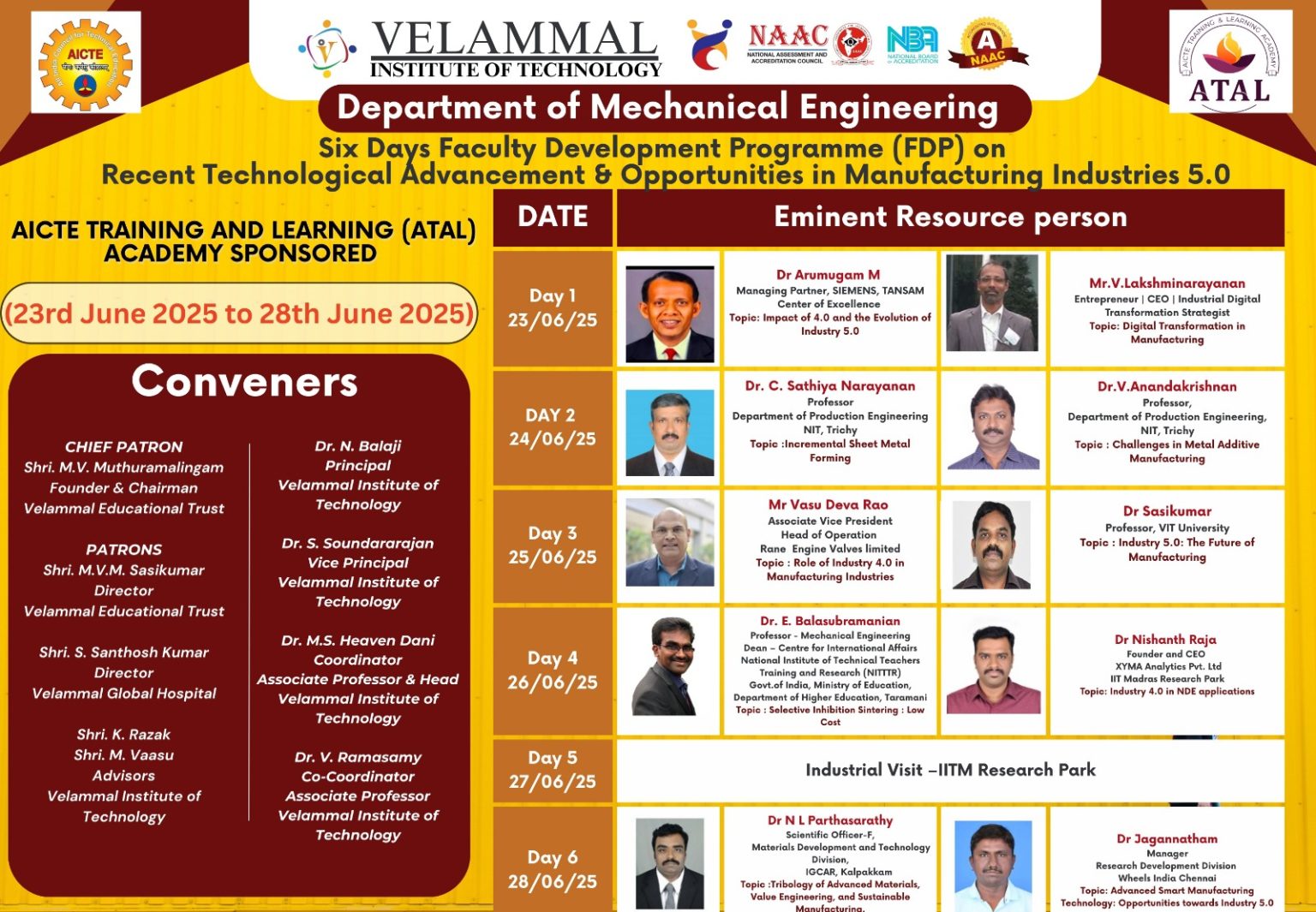 The Department of Mechanical Engineering at Velammal Institute of ...